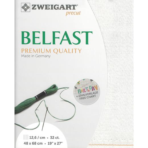 Zweigart Belfast Leinen 32ct - Farbe 1111 weiß-iriseé (Precut 48x68 cm)