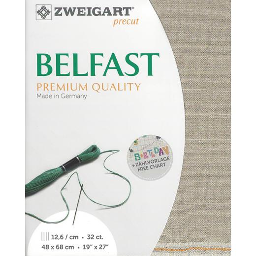Zweigart Belfast Leinen 32ct - Farbe 17 natur-silber (Precut 48x68 cm)