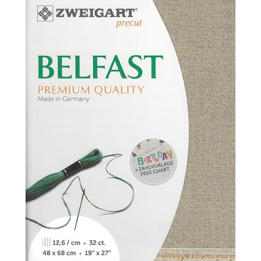 Zweigart Belfast Leinen 32ct - Farbe 18 natur-gold (Precut 48x68 cm)