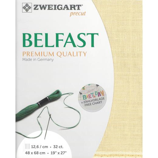 Zweigart Belfast Precut 32ct - 48x68 cm Farbe 224 elfenbein