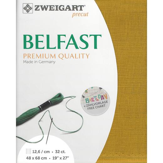 Zweigart Belfast Precut 32ct - 48x68 cm Farbe 3008 curry