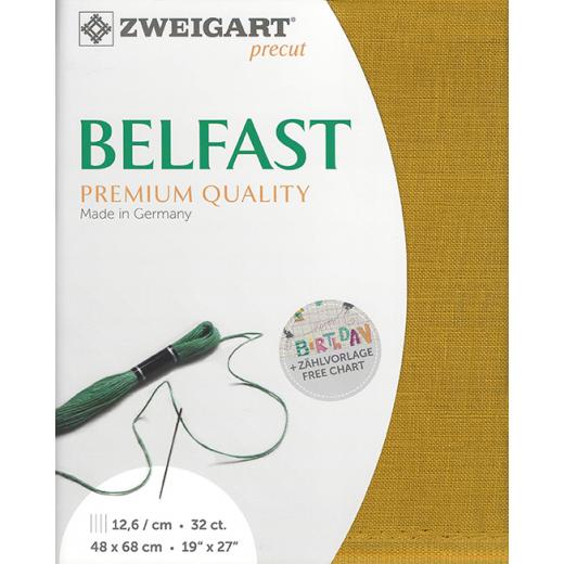 Zweigart Belfast Leinen 32ct - Farbe 3008 curry (Precut 48x68 cm)