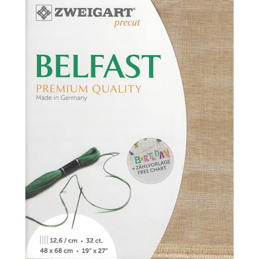 Zweigart Belfast Leinen 32ct - Farbe 3009 vintage milchkaffee (Precut 48x68 cm)