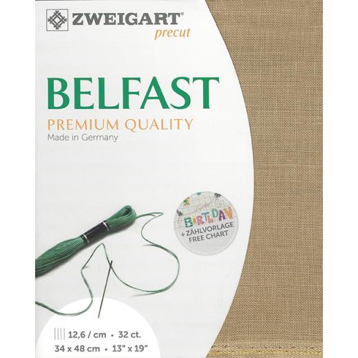 Zweigart Belfast Precut 32ct - 48x68 cm Farbe 326 khaki