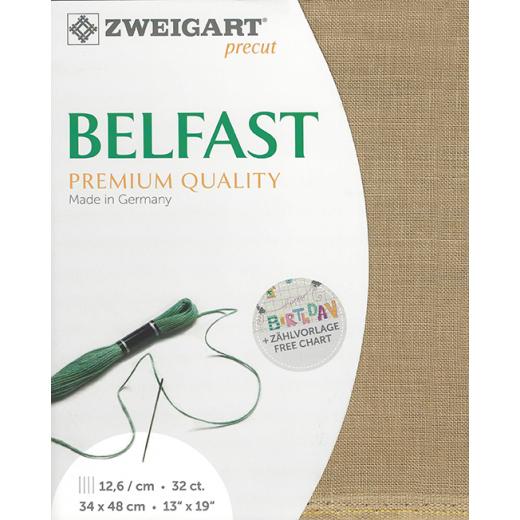 Zweigart Belfast Leinen 32ct - Farbe 326 khaki (Precut 48x68 cm)