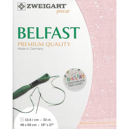 Zweigart Belfast Precut 32ct - 48x68 cm Farbe 4279 Splash rosa-weiß