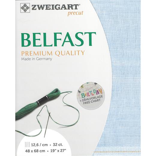 Zweigart Belfast Leinen 32ct - Farbe 5139 vintage himmel (Precut 48x68 cm)