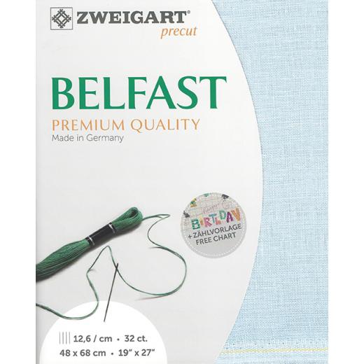 Zweigart Belfast Leinen 32ct - Farbe 562 eisblau (Precut 48x68 cm)