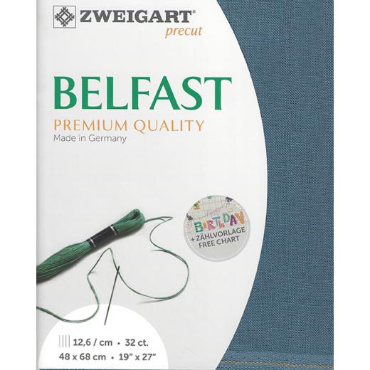 Zweigart Belfast Precut 32ct - 48x68 cm Farbe 578 stahlblau