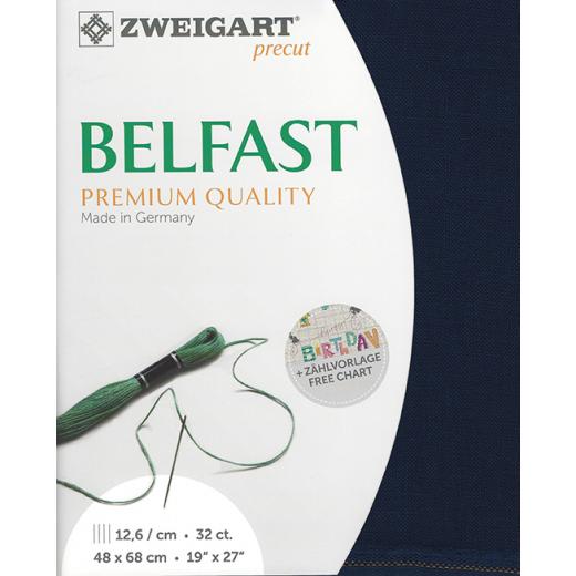 Zweigart Belfast Precut 32ct - 48x68 cm Farbe 589 dunkelblau