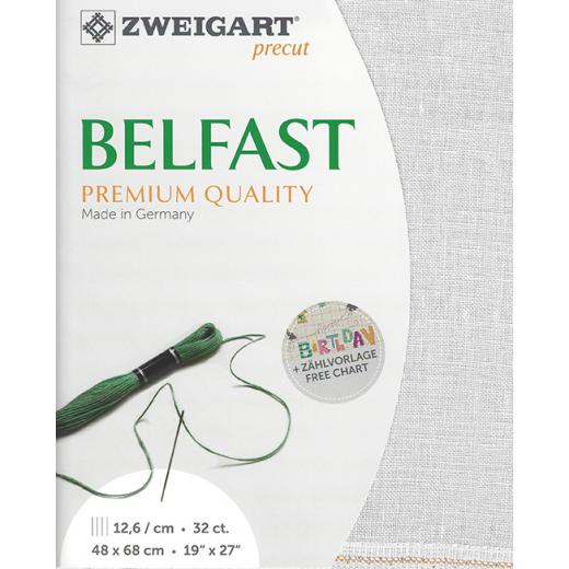 Zweigart Belfast Leinen 32ct - Farbe 7011 zartgrau (Precut 48x68 cm)
