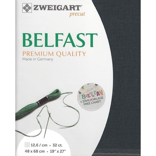Zweigart Belfast Leinen 32ct - Farbe 7026 schiefer (Precut 48x68 cm)