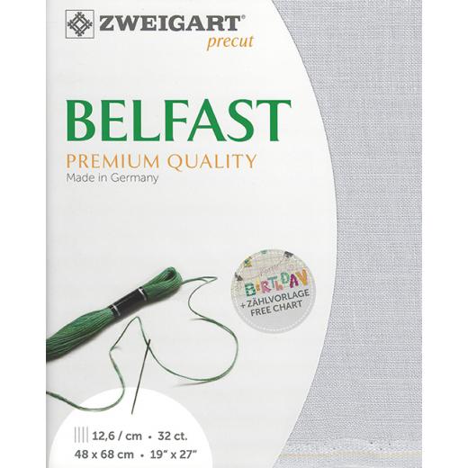 Zweigart Belfast Leinen 32ct - Farbe 705 silbergrau (Precut 48x68 cm)