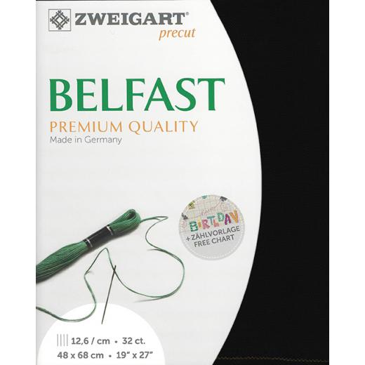 Zweigart Belfast Precut 32ct - 48x68 cm Farbe 720 schwarz