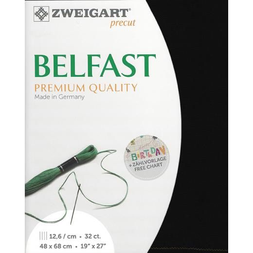 Zweigart Belfast Leinen 32ct - Farbe 720 schwarz (Precut 48x68 cm)