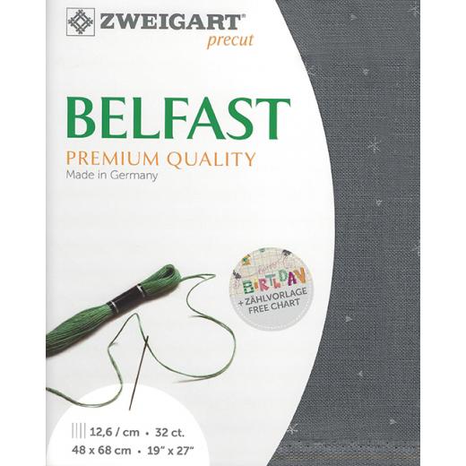 Zweigart Belfast Precut 32ct - 48x68 cm Farbe 7459 Sparkle grau-silber