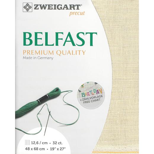 Zweigart Belfast Leinen 32ct - Farbe 770 platin (Precut 48x68 cm)