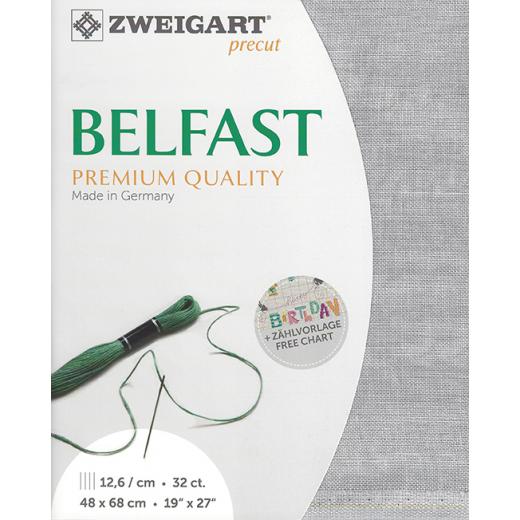 Zweigart Belfast Leinen 32ct - Farbe 7729 vintage grau (Precut 48x68 cm)