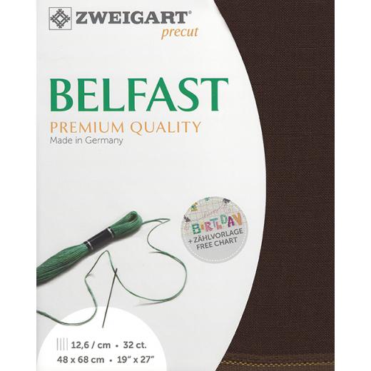 Zweigart Belfast Precut 32ct - 48x68 cm Farbe 9024 schokobraun