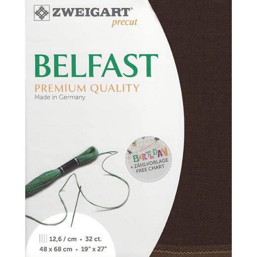 Zweigart Belfast Leinen 32ct - Farbe 9024 schokobraun (Precut 48x68 cm)