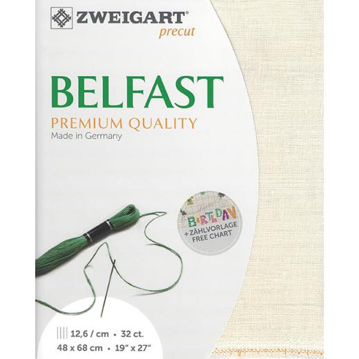 Zweigart Belfast Leinen 32ct - Farbe 99 ecru (Precut 48x68 cm)