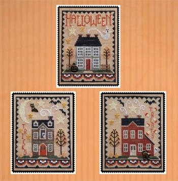 Stickvorlage Waxing Moon Designs - Halloween House Trio