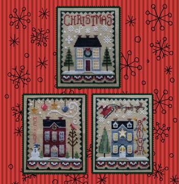 Stickvorlage Waxing Moon Designs - Christmas House Trio