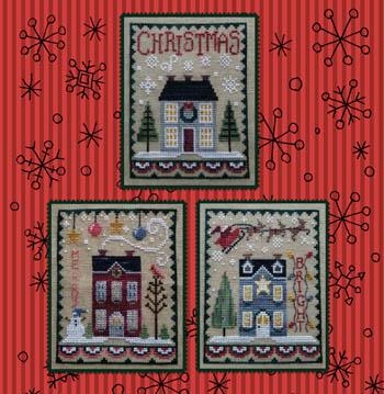 Stickvorlage Waxing Moon Designs - Christmas House Trio