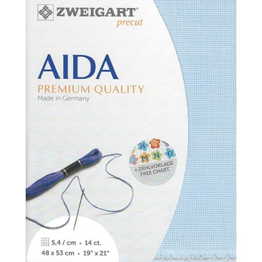 Zweigart Stern-Aida 14ct - Farbe 503 mittelblau (Precut 48x53 cm)
