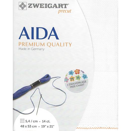 Zweigart Stern-Aida 14ct - Farbe 100 weiß (Precut 48x53 cm)