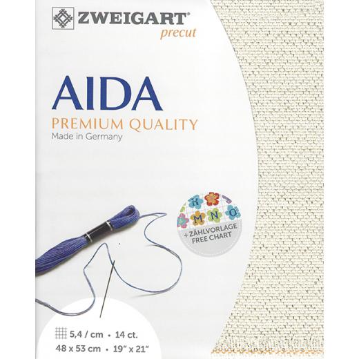 Zweigart Aida Precut 14ct - 48x53 cm Farbe 118 natur-gold-lurex