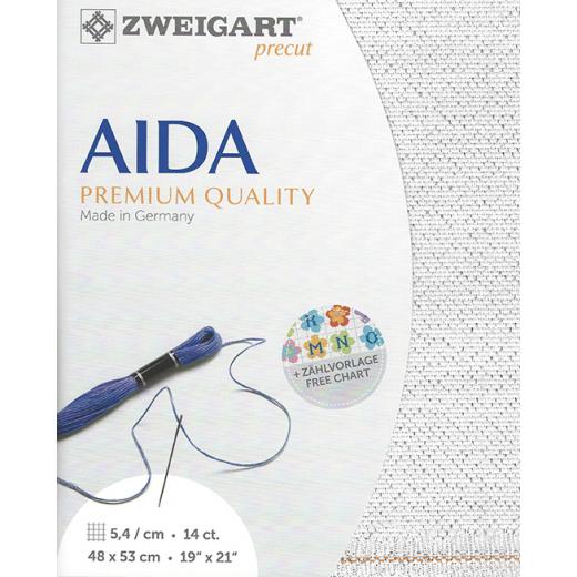 Zweigart Stern-Aida 14ct - Farbe 17 weiß-silber-lurex (Precut 48x53 cm)