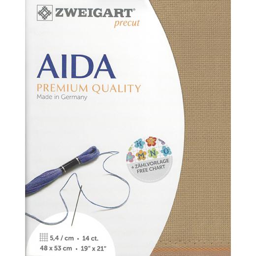 Zweigart Aida Precut 14ct - 48x53 cm Farbe 300 dunkelsand