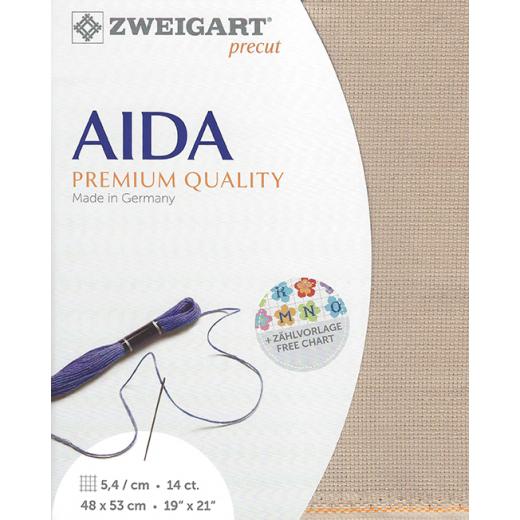 Zweigart Aida Precut 14ct - 48x53 cm Farbe 3021 nougat