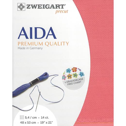 Zweigart Stern-Aida 14ct - Farbe 4018 koralle (Precut 48x53 cm)