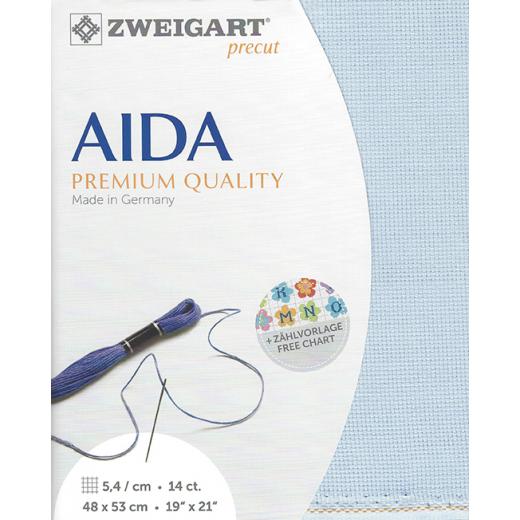 Zweigart Stern-Aida 14ct - Farbe 5130 eisblau (Precut 48x53 cm)
