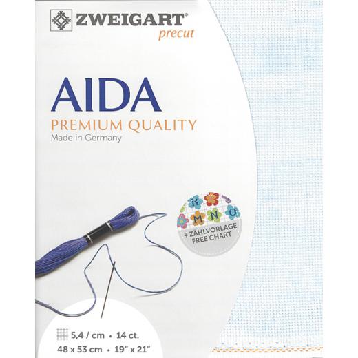 Zweigart Aida Precut 14ct - 48x53 cm Farbe 5139 Vintage himmel