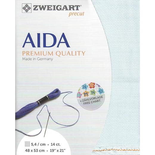 Zweigart Aida Precut 14ct - 48x53 cm Farbe 550 hellblau