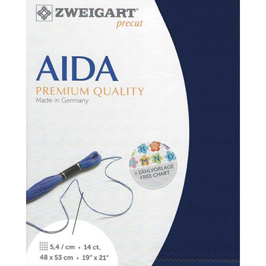 Zweigart Stern-Aida 14ct - Farbe 567 stahlblau (Precut 48x53 cm)