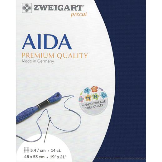 Zweigart Aida Precut 14ct - 48x53 cm Farbe 567 stahlblau