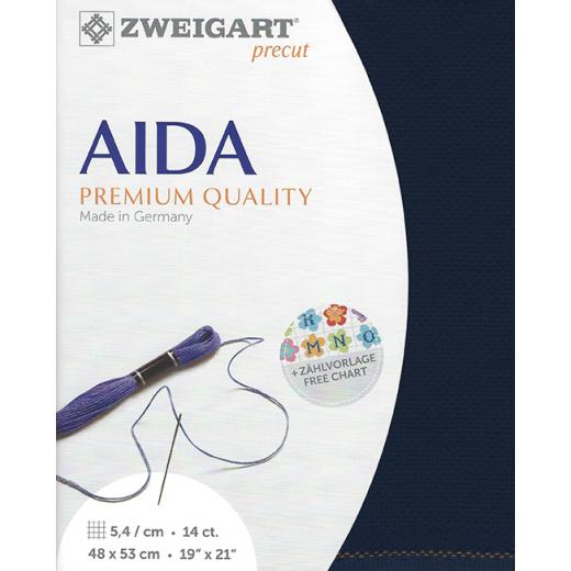 Zweigart Stern-Aida 14ct - Farbe 589 dunkelblau (Precut 48x53 cm)