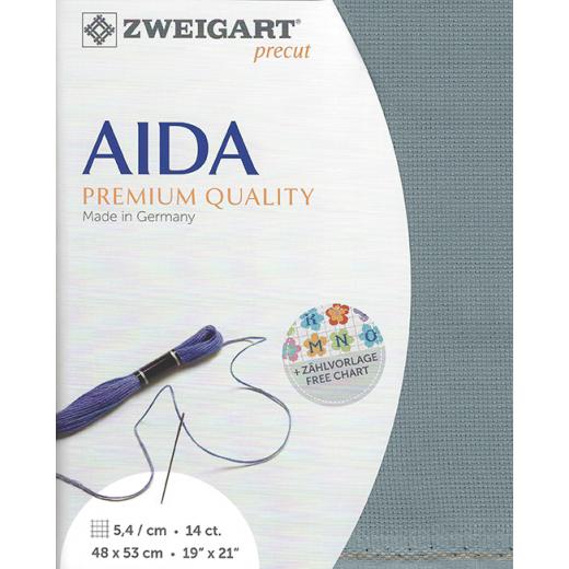 Zweigart Stern-Aida 14ct - Farbe 594 taubenblau (Precut 48x53 cm)