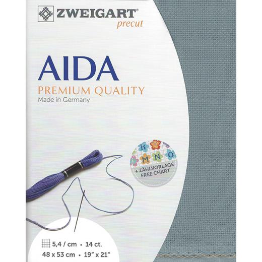 Zweigart Aida Precut 14ct - 48x53 cm Farbe 594 taubenblau