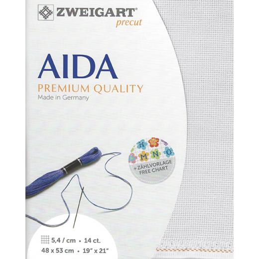 Zweigart Aida Precut 14ct - 48x53 cm Farbe 7011 zartgrau