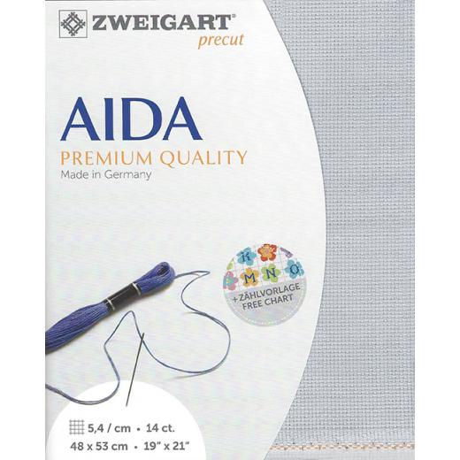 Zweigart Stern-Aida 14ct - Farbe 713 mittelgrau (Precut 48x53 cm)