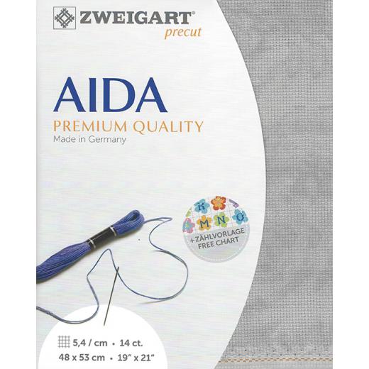 Zweigart Stern-Aida 14ct - Farbe 7729 vintage grau (Precut 48x53 cm)