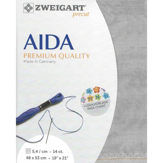 Zweigart Aida Precut 14ct - 48x53 cm Farbe 7729 Vintage grau