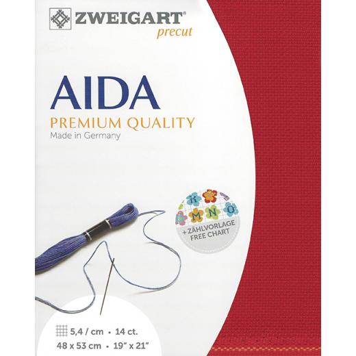 Zweigart Stern-Aida 14ct - Farbe 954 hochrot (Precut 48x53 cm)