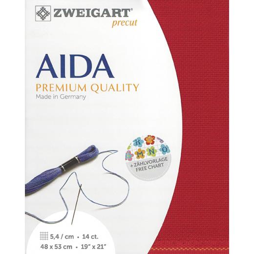 Zweigart Aida Precut 14ct - 48x53 cm Farbe 954 hochrot