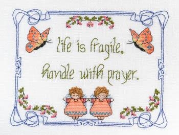 Stickvorlage MarNic Designs - Life Is Fragile - Handle With Prayer
